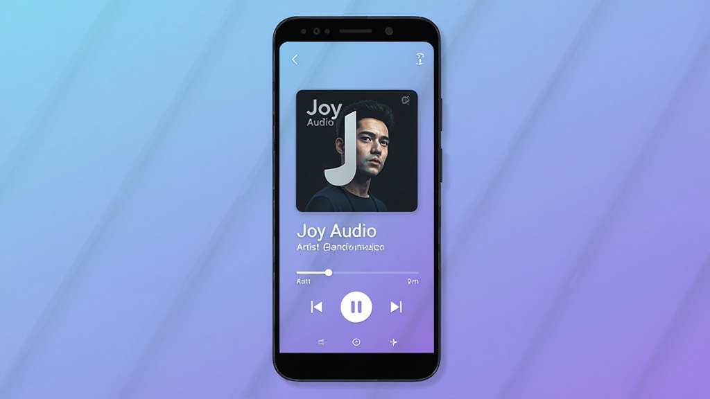 һ��չʾ�ֻ����ֲ��Ž����ͼƬ������������һ����׿�ֻ�����Ļ����ʾ��Joy Audio��������ר������Ͳ��ſ��ư�ť����������͵Ľ�������ɫ��������ִ���ϸ�ڰ������������������ƺ���������Ϣ�������������ɾ��޶���Ԫ��