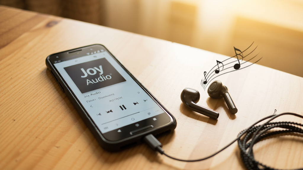 һ����׿�ֻ���һ��������������ľ�������ϣ��ֻ���Ļ��ʾJoy Audio���ڲ��Ÿ����������Ա�������Ʈ������������ů�����ڹ��ߣ���������ϸ�ڰ����ֻ������ǺͶ����ߣ������������ɾ�����
