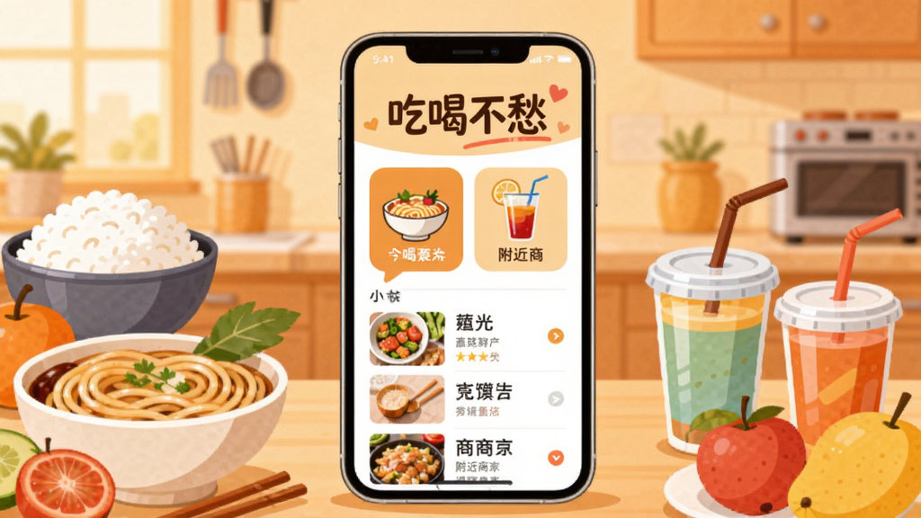画面中央放置一部智能手机,手机屏幕上展示