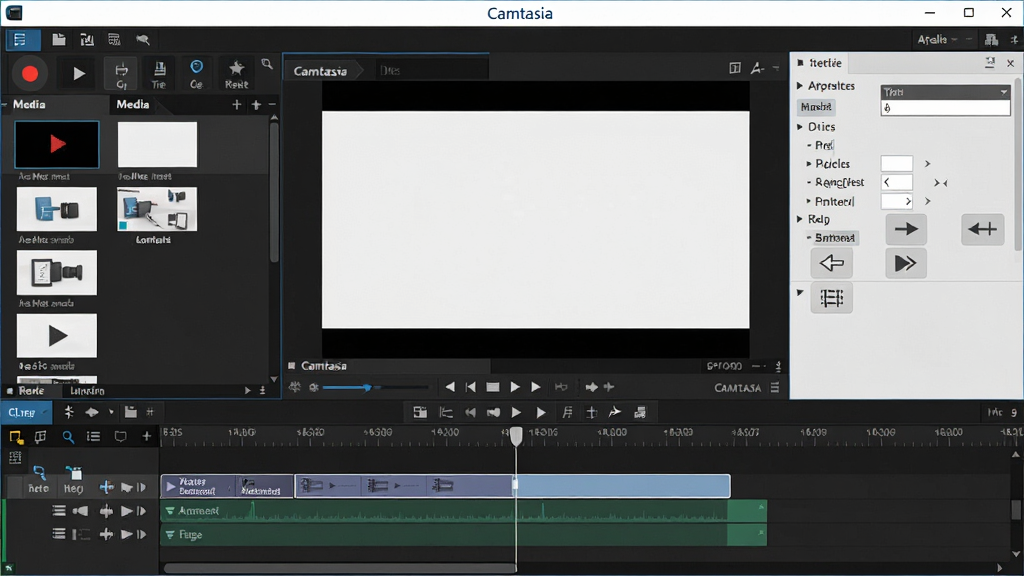 Camtasia����������ȫ��չʾ����������ƵԤ�����ڣ����Ϊý������ز���壬�Ҳ�Ϊ�������������·���ʱ�������������Ϸ���ʾ��������Camtasia�����岼����������ɫ��ǳɫ������䣬���רҵ��࣬ϸ�ڰ���¼�ư�ť�������������Ļ����ת��ͼ�꣬���ʸ��壬�ɾ����޶���Ԫ��