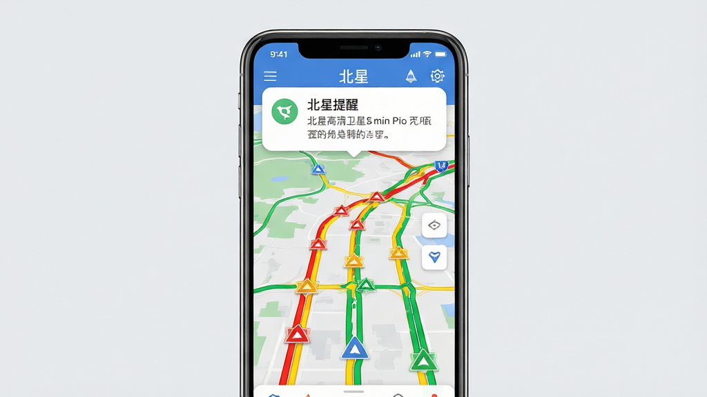 �ֻ���Ļ��ʾ���Ǹ������ǵ�����ʵʱ·�����棬��ͼ���Ժ�ɫ����ɫ����ɫ������ʾ��ͬ·��ӵ�³̶ȣ���Ļ�Ϸ�����·�����ѿ�Ƭ������Ϊ�ֻ�����չʾ������Ϊ����ǳ��ɫ�����Ϊ��ƽ����Ϣͼ���ϸ������ɫ�������ԡ���ƬԲ����ͣ�����Ϊ���壬�ɾ��޶���Ԫ�ء�