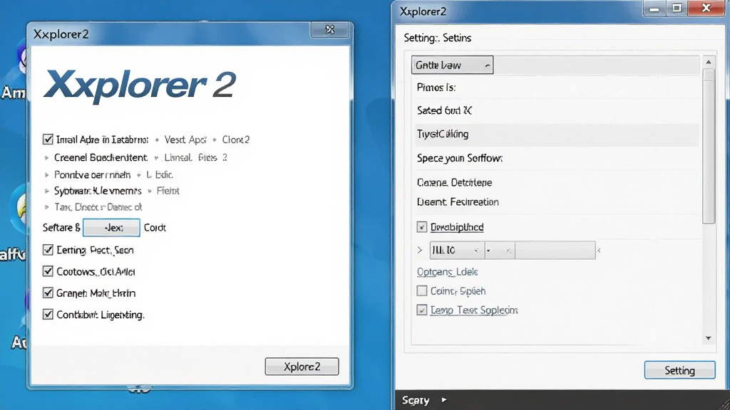 һ��չʾ Xplorer2 ������װ�����ý����ͼƬ���������а�װ�򵼴��ں�����ѡ����壬������� Xplorer2 �������Ʊ�ʶ�����Ϊ����������ͼ������������ϸ�ڰ�����ѡ��Ͱ�ť�����������ɾ����޶���Ԫ��