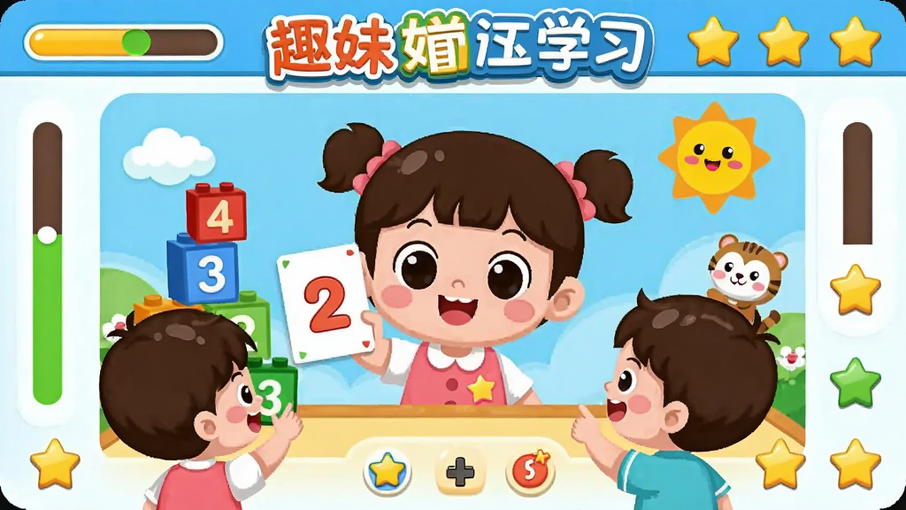 ����չʾ������ѧ��Ȥζ����ѧϰ���棬����Ϊ��ͨ�椽�ɫ�ֳ����ֿ�Ƭ��С���ѻ���������Ϊ�����ߴ���Ϸ�������ܻ��ƽ������ͽ������ǣ��Ű�������½ṹ�Ϸ������·������������Ϊ����ͯȤʸ���廭��ϸ�ڰ�����ɫ���ֻ�ľ��Ц��̫����С�����飬���ʸ��塢����ɾ����޶���Ԫ��