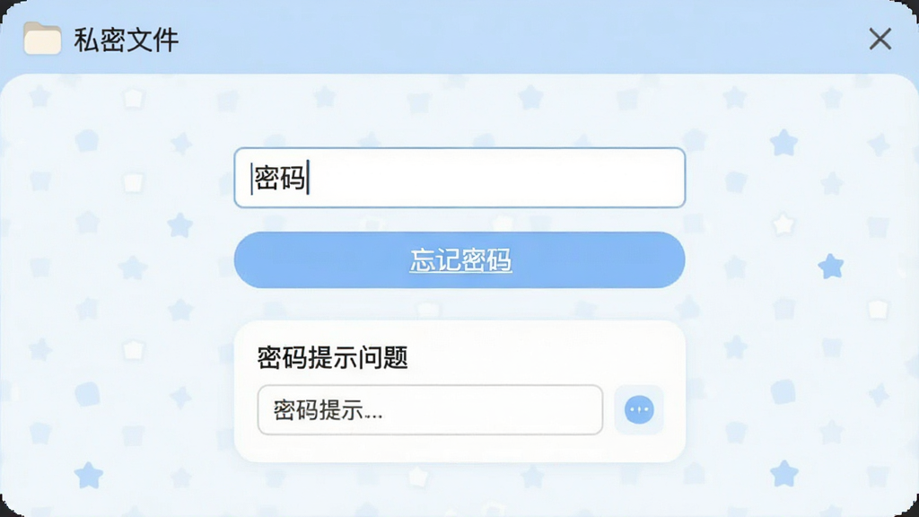 �����һ��밲ȫ��ʾ�����ͼ������չʾһ������������·��С��������롱��ť��������ʾ�������򣬽��������Բ�ǣ���ɫ��ǳ�����ɫΪ���������������ɼ���˽���ļ���������ʶ�����岼�ּ���Ѻã������������޶���װ��