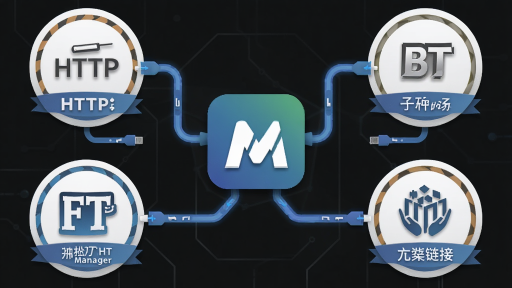 Free Download ManagerЭ��֧�ֹ���չʾͼ��������������HTTP��FTP��BT���ӡ�������������Э���ͼ����£�ÿ�������·����ж�Ӧ�������߻�۵����������Logo�ϣ����ֶԳ����룬���Ϊ����ͼ����ƣ�ϸ�ڰ���΢�����Ӱ�ͽ���Ч���������������޶���װ��