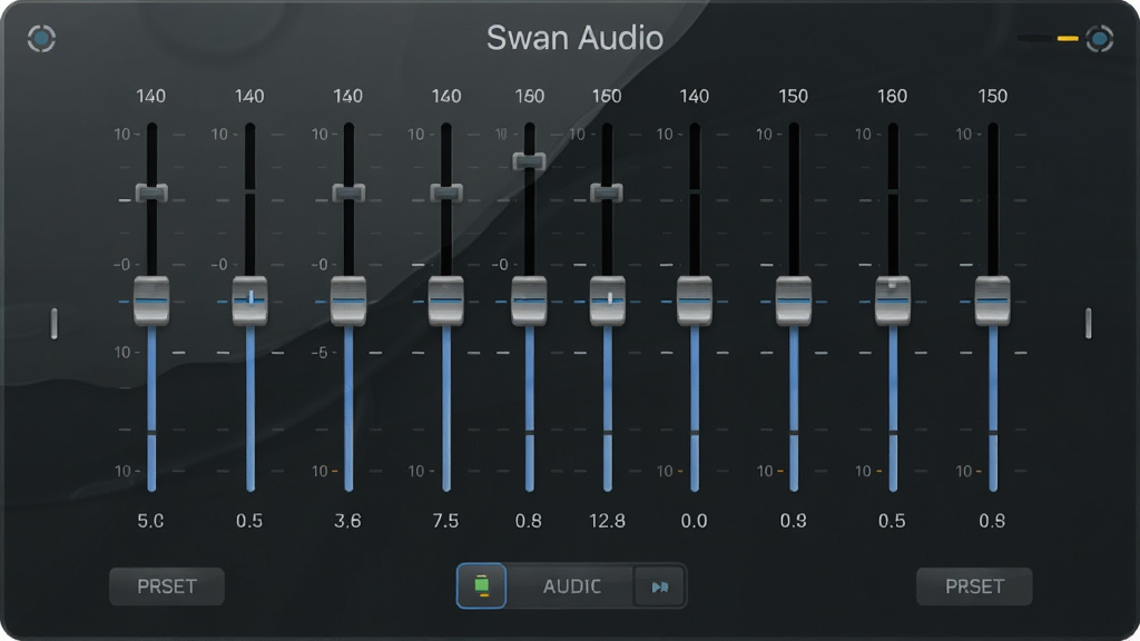 һ��չʾSwan Audio���ܾ����������ͼƬ��������ʮ��Ƶ�λ����������룬�Ϸ���ע