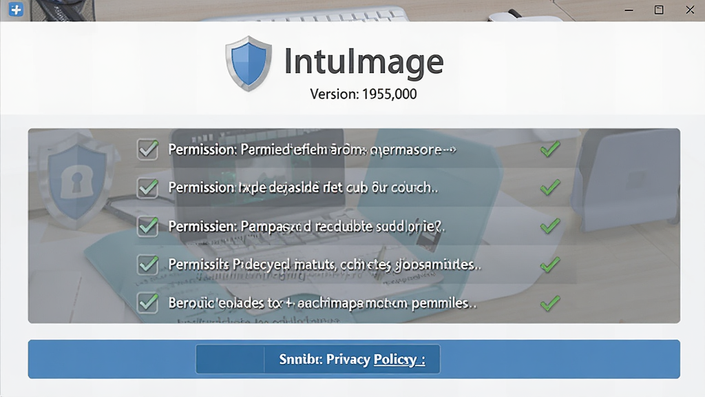 IntuImage��������ҳ������ý��棬�������������ơ�IntuImage����汾��Ϣ������ʾ��������Ȩ��˵���б�����˽������ڣ�����Ϊ���½ṹ��������ż���ϸ�ڰ�������ͼ�ꡢ��ѡ��Ǻ�����˵�������ʸ��壬����ɾ����޶���Ԫ��