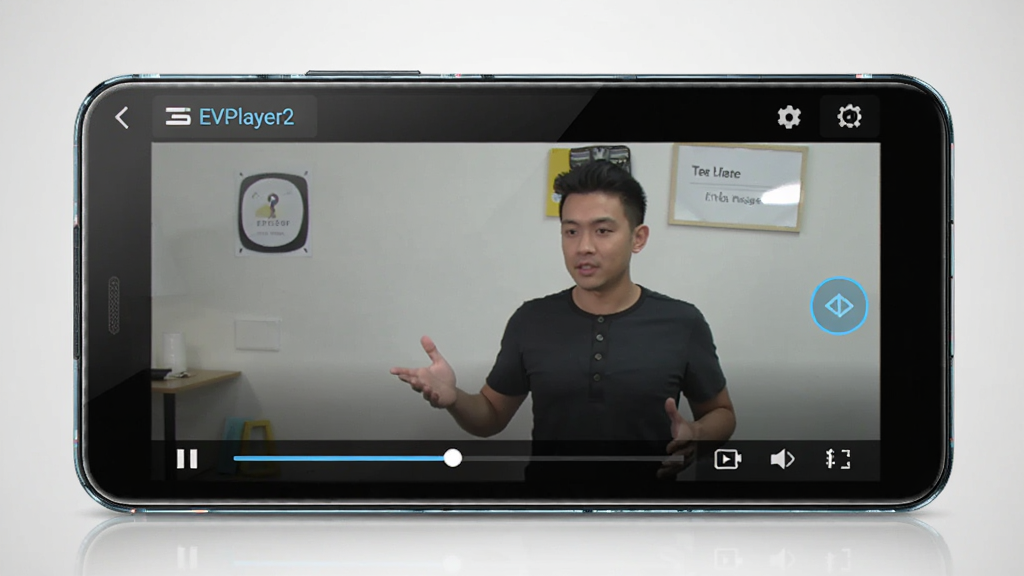 EVPlayer2������������չʾ������Ϊһ̨��׿�ֻ�������ʾ��Ƶ���Ż��棬�������в��Ž������������Ľ�ѧ��Ƶ���ݣ�����Ϊ�ֻ����з��ã�����Ϊ�ɾ���ǳ��ɫ���䣬���Ϊ�ִ��Ƽ���UIչʾ��ϸ�ڰ����ֻ���Ե����ͽ��水ť�����������������ɾ����޶���Ԫ��