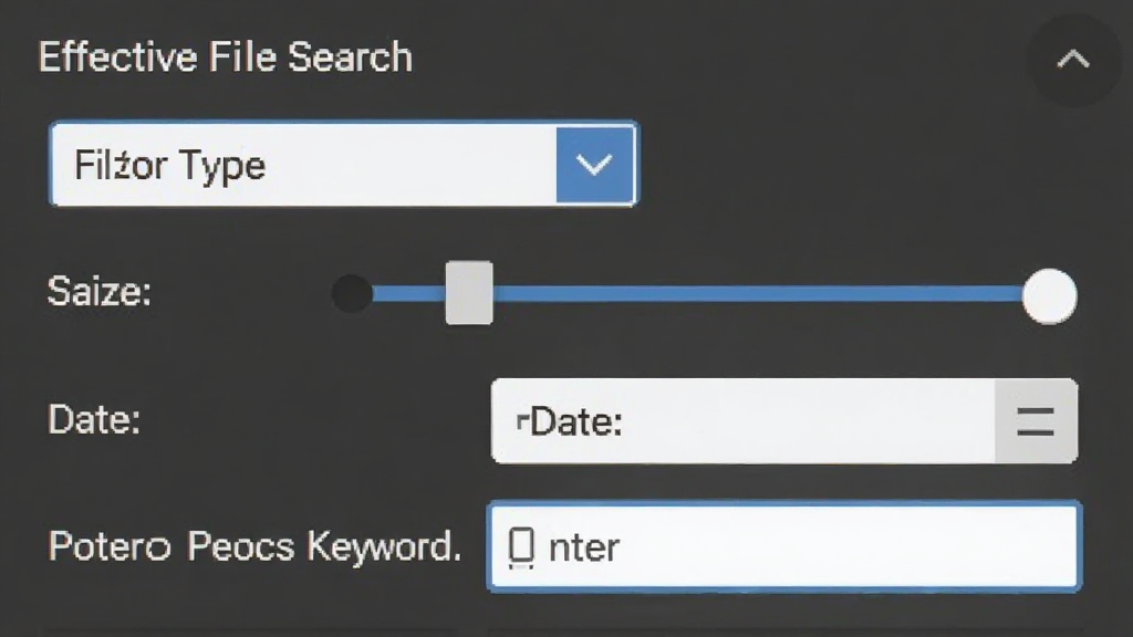 ��������ѡ�����ֲ��Ŵ�ͼ��չʾ Effective File Search �Ĺ����������ý��棬�����ļ����������˵�����С��Χ���顢����ѡ���������ݰ����ؼ�������򣬲��ֽ������򣬷��Ϊ��ƽ�� UI ��ƣ�ϸ�������ɼ�ÿ���ؼ������ʸɾ������