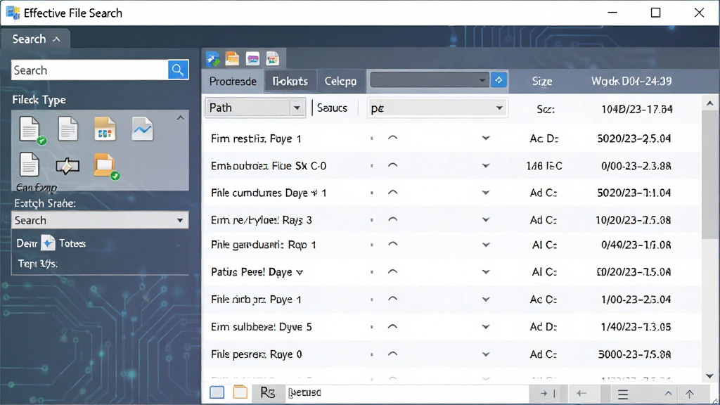 ����������ȫ��չʾ������Ϊ Effective File Search �������ڣ����ֲ�������������������Ҳ����б��ľ���˫���Ű棬������Ϊ�������Ƽ��磬ϸ�ڰ����������ļ�����ͼ�ꡢ·����ʾ����С���޸������У����������ɾ����޶���Ԫ��
