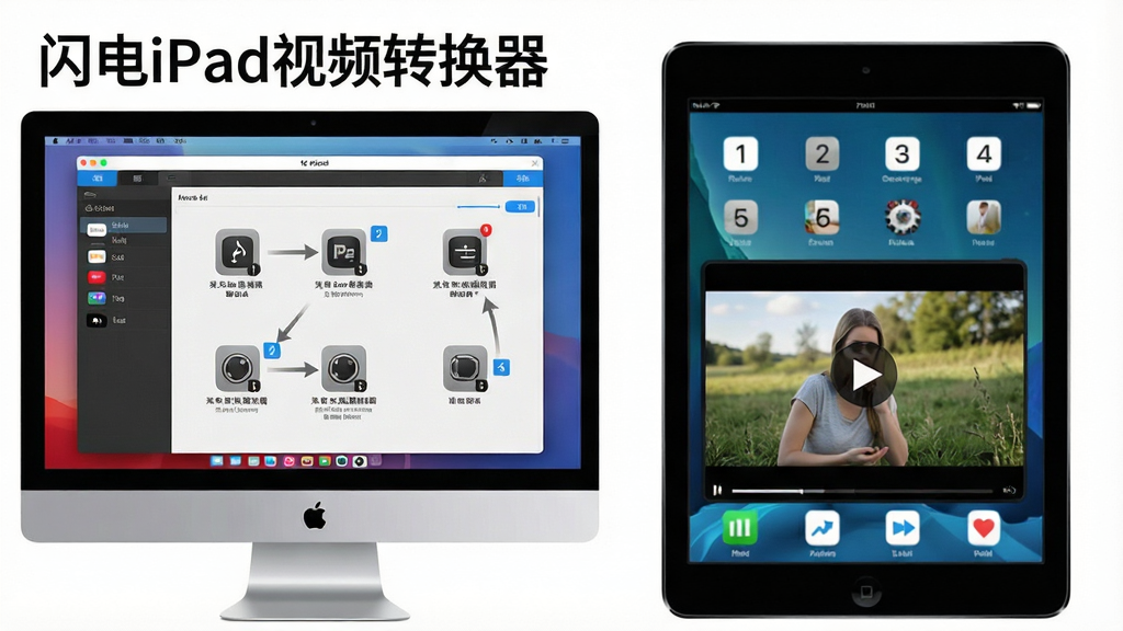 һ��չʾ����iPad��Ƶת����ʹ�ý̵̳�ͼƬ�������ǵ�����Ļ��ʾ�������������һ̨iPad��ʾ������Ƶ�Ļ��棬����Ϊ���ҷ������Ű����Ϊ���������ͼ�Ҳ�ΪiPad�豸�����Ϊ�̳�ͼ��磬ϸ�ڰ���������iPad��Ƶת���������ֱ�ʶ�Ͳ������ֱ�ע�����ʸ��壬�ɾ����޶���Ԫ��