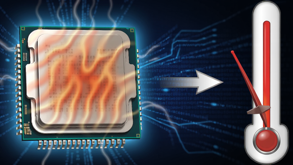 һ��չʾCPU��Prime95�������¶������ʾ��ͼ�����������һ�ŷ����CPUоƬ�������к�ɫ�����������Ҳ����¶ȼ�ָ��ָ���ɫ���������м��м�ͷ���ӣ�����������ɫ�����������Ϊдʵ�Ƽ��廭�������������޶���Ԫ��
