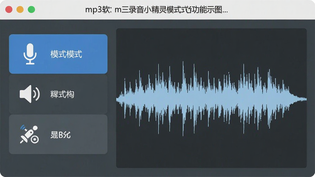 һ��չʾmp3¼��С�����ģʽ¼�����ܵ�ʾ��ͼ������Ϊ����������壬����Ϊ���ģʽѡ���б����Ҳನ��Ԥ�����Ű����룬���Ϊ��ƽ����ƣ�ϸ�ڰ�����˷�ͼ�ꡢ������ͼ�ꡢ���ͼ�꼰��Ӧ���ֱ�ǩ�������������ɾ����޶���Ԫ��