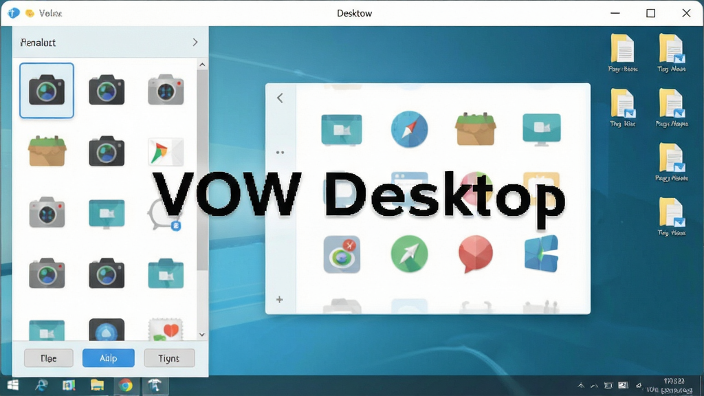 һ�� VOW Desktop ͼ���滻���ܵĲ�������ͼ�������������������ڣ������ʾ��ѡ��ͼ����б����Ҳ�������Ԥ������Ԥ���е�ͼ���Ѿ��滻Ϊ�µı�ƽ�����ͼ�꣬����Ϊ���ҷ��������Ϊ�������µ�ǳɫ UI ��ƣ�ϸ�ڰ���ͼ�������ͼ��Ӧ�ð�ť��Ԥ������������ļ�ͼ�꣬�����д������� 