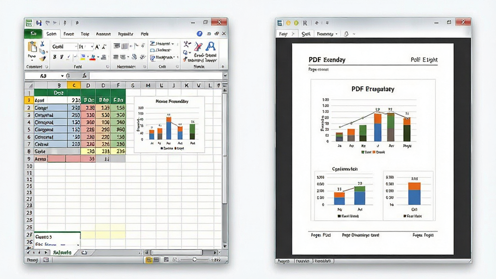 һ��չʾExcel������PDF�ĵ��Ա�Ч����AI����ͼƬ������Ϊ���Ҳ��ŵ������ĵ����ڣ����Ϊ��ɫExcel������棬�Ҳ�Ϊ��Ӧ��PDFԤ�����棬����Ϊ���ҶԳƶԱȣ��Ű����������Ϊ�칫�ĵ�չʾ���ϸ�ڰ�������߿��������֡�ͼ��Ԫ�ء�ҳüҳ�ţ����ʸ��壬����ɾ����޶���Ԫ��