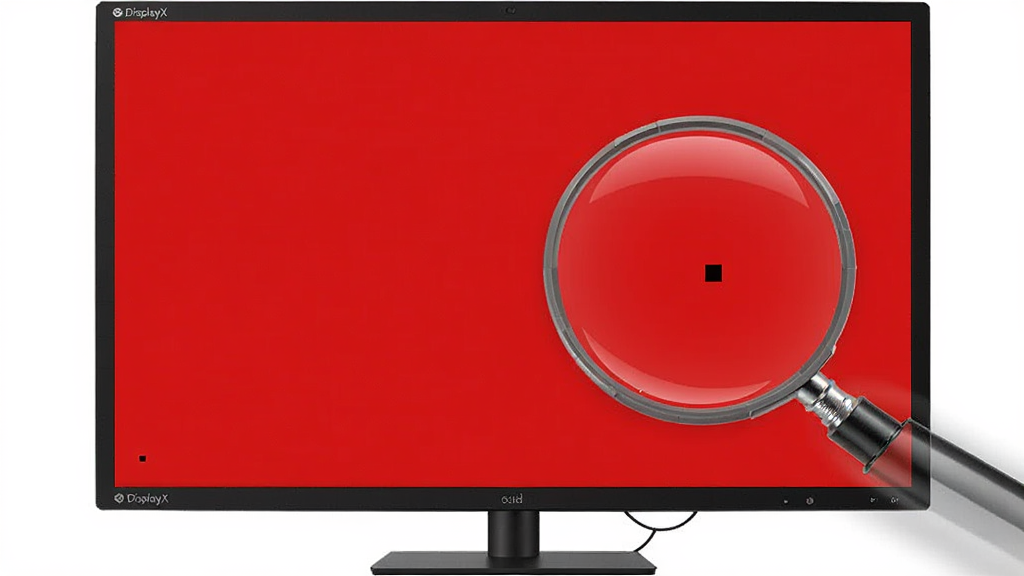 һ��չʾDisplayX�����⹦�ܵ�ͼƬ����������ʾ����Ļ��ʾ����ɫ����������Ϊȫ����ɫ���Ű���У���񼫼�ϸ������Ļ������һ��΢С�ĺ�ɫ���㱻�Ŵ�Ч��ͻ����ʾ�������������ɾ����޶���Ԫ�ء�