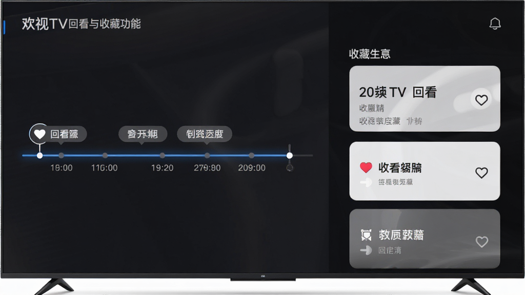 ����TV�ؿ����ղع��ܽ��棬������Ļ��չʾ�ؿ�ʱ������ղ��б�������Ϊ����UI���������ҷ������Ű����ʱ�����Ҳ��ղؿ�Ƭ������ִ���Լ��ϸ�ڰ������ڱ�ǩ�������ղ�ͼ�꣬���ʸ���ɾ��޶���Ԫ��