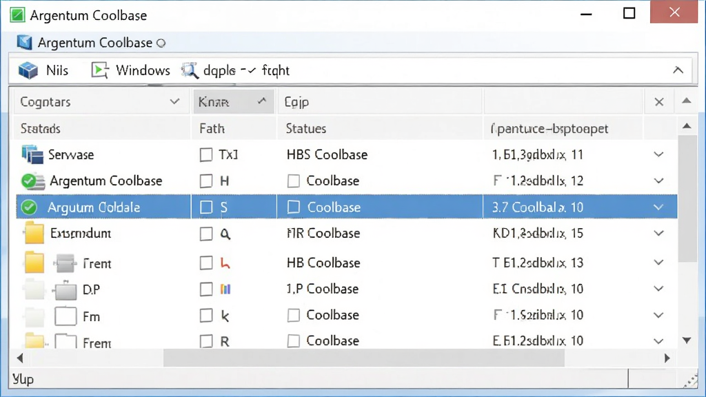 ������Argentum Coolbase����̨����ʾ��ͼ������ΪWindows������������б���������ʾArgentum Coolbase���������Ϊ�����б����Ű����룬���Ϊϵͳ�����磬ϸ�ڰ�����ɫ����״̬��ʶ�ͼ���ͼ�꣬����Ϊ���壬�ɾ����޶���Ԫ�ء�