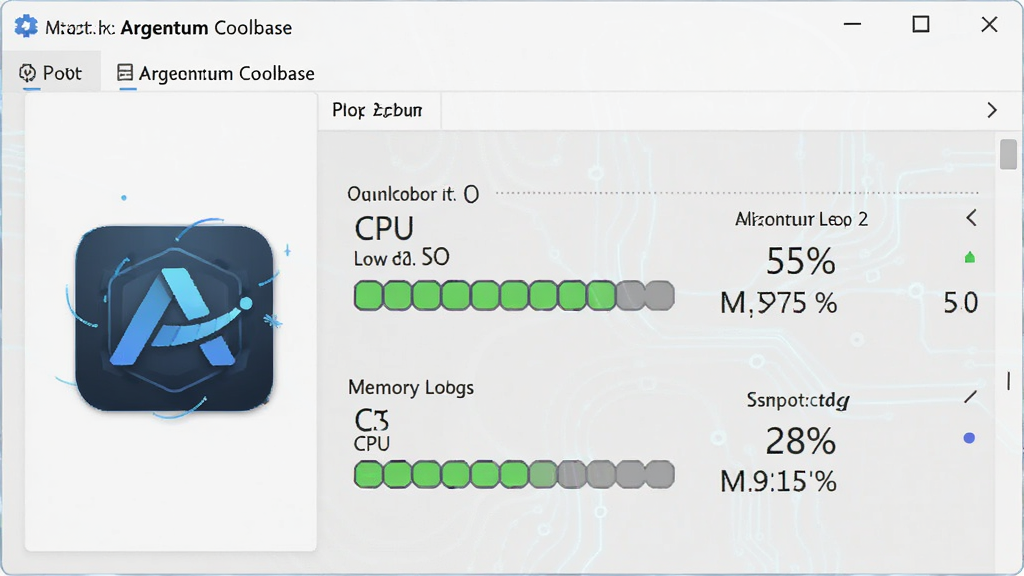 ������Argentum Coolbase������չʾͼ������Ϊ������������棬��ʾArgentum Coolbase����ռ�ü��͵�CPU���ڴ���ֵ������Ϊ�������ͼ���Ҳ�������壬�Ű����������Ϊ���ݿ��ӻ��Ƽ��磬ϸ�ڰ�����ɫ��ռ��ָʾ���ͼ������ֱ�ǩ������Ϊ���壬�ɾ����޶���Ԫ�ء�