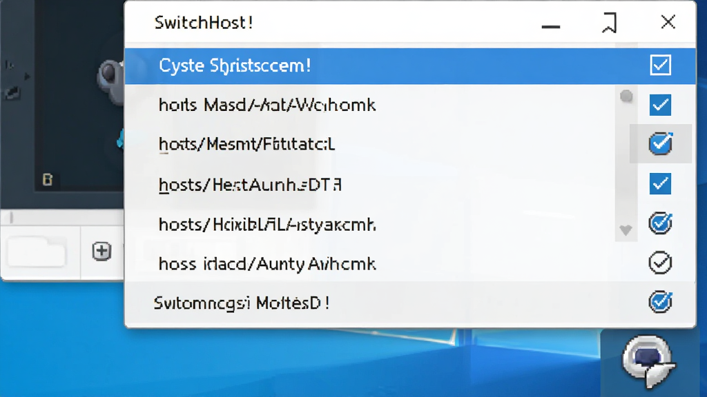 һ��չʾSwitchHost��ϵͳ���̲˵��Ľ���ͼ������Ϊ�������½��������򵯳��˵����˵����г����hosts���������빴ѡ״̬������Ϊ�����б����Ű���գ����ΪWindowsԭ���˵����ϸ�ڰ�������ͼ����ѡ�и����������������ɾ����޶���Ԫ��