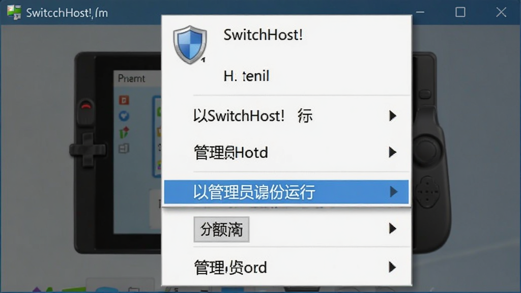 һ��չʾSwitchHost����Windowsϵͳ���Թ���Ա�������е���ʾ��ͼ������Ϊ����ͼ���Ҽ��˵���������ʾ���Թ���Ա�������С�ѡ�����Ϊ����˵����Ű����������ΪWindowsԭ�����棬ϸ�ڰ�������ͼ����˵���Ӱ�������������ɾ����޶���Ԫ��