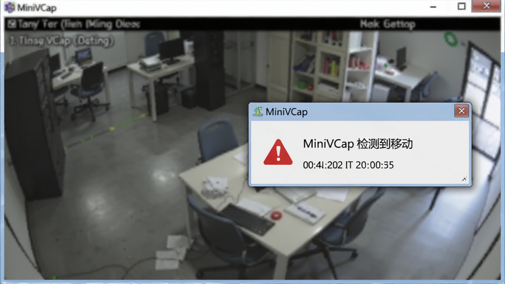 MiniVCap������ͷ���������������ʾ�����������ǵ�����Ļ���½ǵ����ı���֪ͨ�򣬲���Ϊ֪ͨ�����ƫ��չʾ���Ű���֪ͨ����д�С�MiniVCap ��⵽�ƶ������������Ϊдʵ��������磬ϸ�ڰ�����ɫ��ʾͼ�ꡢʱ����ʾ������Ϊ��ػ��棬���������ɾ����޶���Ԫ��