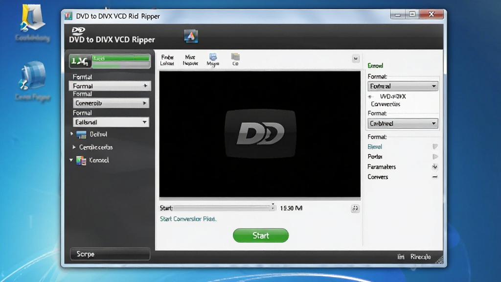 һ��չʾ DVD to DIVX VCD Ripper ���������ͼƬ���������������������ڣ����Ϊ���ܵ��������Ҳ�Ϊ��ƵԤ��������������򣬱���������ĵ������棬��Ļ��������ʾ�������� DVD to DIVX VCD Ripper�����Ϊдʵ������ͼ��ϸ�ڰ�������������ʽѡ�������˵�����ʼת����ť�������������ɾ����޶���Ԫ��