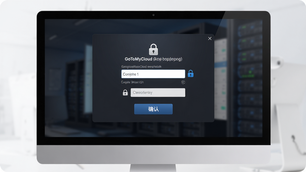 GoToMyCloud���ض˰�ȫ��֤���棬����Ϊ������Ļ�ϵ�������֤����������Ϊ��������������·�ȷ�ϰ�ť���Ű���жԳƣ����Ϊ����������ɫϵ��ϸ�ڰ�������ͼ�ꡢ���ܱ�ʶ����֤���������򣬻��ʸ��壬�ɾ����޶���Ԫ��