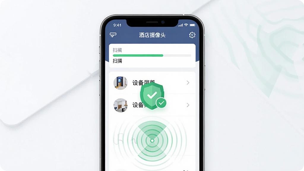 ������һ�������ֻ���Ļ��ʾ�Ƶ�����ͷ�������棬����Ϊ�ֻ�������з��ã��Ű�Ϊ�����г���ɨ����������豸�б������Ϊ�ִ��Ƽ��б�ƽ����ƣ�ϸ�ڰ�����Ļ�Ϸ����⡰�Ƶ�����ͷ�����·���ɫ��ȫ��ʶ���״ﲨ��ͼ�������ʸ��壬�ɾ����޶���Ԫ��