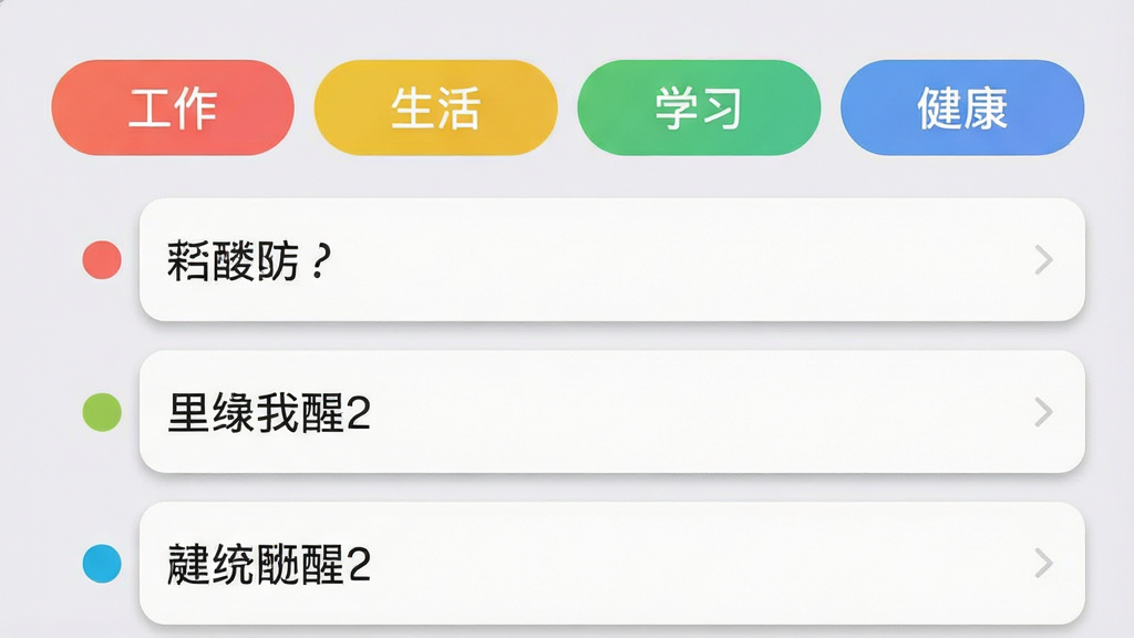 �ʺ�����APP�ķ�����������ͼ����������ʾ���������������ѧϰ�����������ĸ���ɫ��ǩ����ÿ����ǩ���м������������������ж�Ӧ��ɫ��Բ�㣬���汳��Ϊǳ��ɫ������Ϊ�����б�������������ţ�ϸ�ڰ�����ǩ����Բ����ƺ����Ƭ����΢ͶӰ�������������޶���Ԫ�ء�