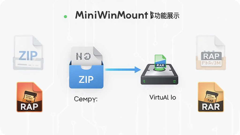 MiniWinMount ����չʾͼ������Ϊ������̹���ѹ�����Ĺ��̣�����������ʾѹ����ͼ�����ӵ���������̷����Ű����ҶԳƣ����Ϊ��Լ�Ƽ��У�ϸ�ڰ��� ZIP �� RAR ��ʽ��ʶ�����ʸɾ��޶���Ԫ��