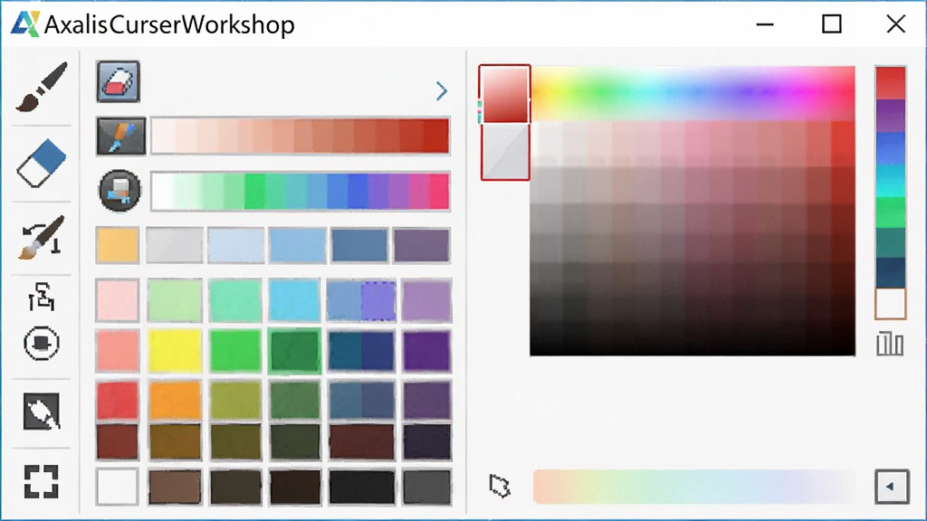 һ��չʾ Axialis CursorWorkshop ��ͼ��������ͼƬ������Ϊ���������еĹ��������ɫ�����򣬲���Ϊ������Ź���ͼ����Ҳ���ɫѡ�������Ű�չʾ��ͼ��������Чѡ����Ϊ�������������棬ϸ�ڰ������ʡ���Ƥ�������乤��ͼ��Ͳ�ɫ��ɫ�壬���ʸ��壬�ɾ����޶���Ԫ��