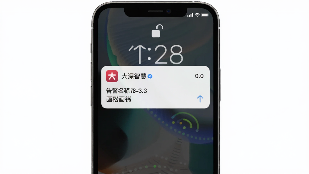 �����ǻ����ܸ澯���͹���ʾ��ͼ������Ϊ�ֻ��������浯���澯֪ͨ������Ϊ���½ṹ���Ű��࣬���Ϊ�ִ�UI���ϸ�ڰ���֪ͨ��Ƭ�ϵĴ����ǻ�ͼ�ꡢ�澯ʱ�䡢�豸���ƣ����ʸ��壬�ɾ����޶���Ԫ��