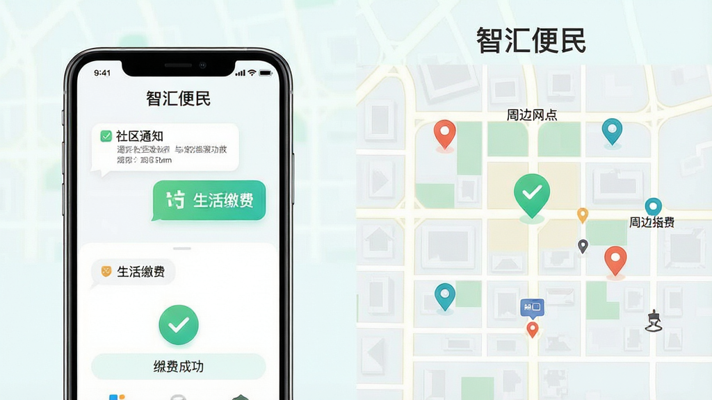 һ��չʾ�ǻ����APP������ɫ�ĳ���ͼ���������Ϊ�ֻ�����չʾ����֪ͨ������ɷѹ��ܣ��Ҳ�Ϊ�ܱ߷��������ͼ�ֲ�ʾ�⣻�����������ǳɫ��񣬲������ҷ������Ű����ࣻϸ�ڰ���֪ͨ���ݡ���ͼ��λ��ǡ��ɷѳɹ��Թ�ͼ�ꣻ���������ɾ����޶���Ԫ�أ����ֱ�ע���ǻ����