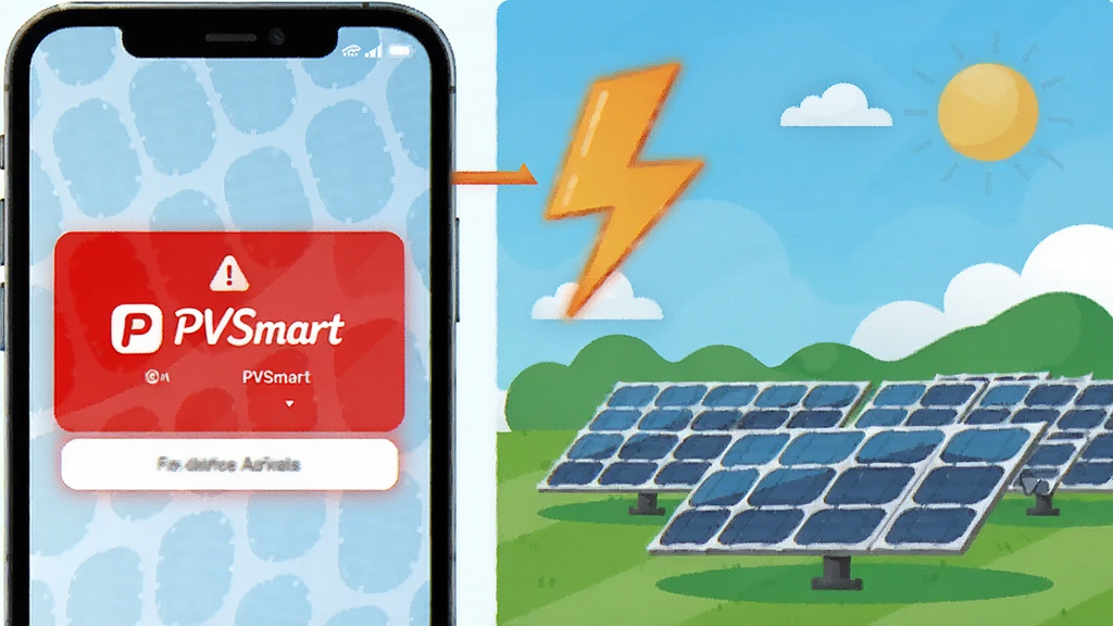 һ��AI���ɵĲ廭�����������һ�������ֻ�����Ļ�ϵ�����ɫ�澯��������ʾ'PVSmart'��־���Ҳ��ǹ����վ��������������״�ľ�ʾ���������ֻ����վ���������ƽ����ɫ���������������Ҿ��⣬����������������Ԫ��
