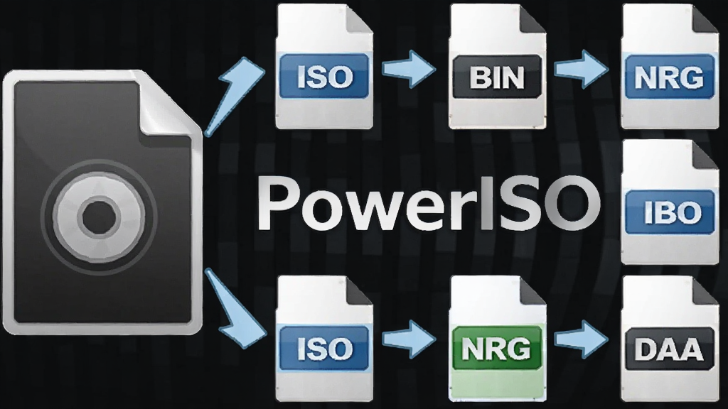 һ��չʾPowerISO��ʽת�����ܵ�ͼƬ��������һ������ӳ���ļ�ͼ���Ա��ж����ͷָ��ͬ��ʽ��ͼ�꣬����ISO��BIN��NRG��DAA�ȣ�����������