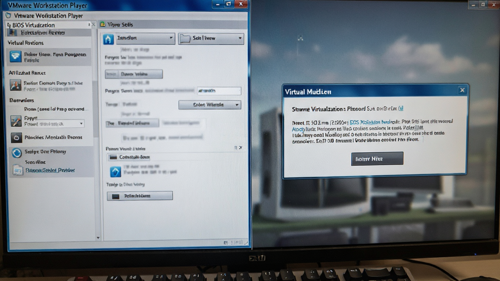 һ�ŵ�����Ļ��д��Ƭ����Ļ����ʾ VMware Workstation Player �� BIOS ���⻯���ý��������������������ʾ�򣬻��沼��Ϊ���ҶԱȣ����Ϊдʵ��ѧ��ͼ��ϸ�ڰ�����Ļ�����������������������ɶ������ֲ̾��뾵������Ϊ2K���壬�ɾ����޶���Ԫ��