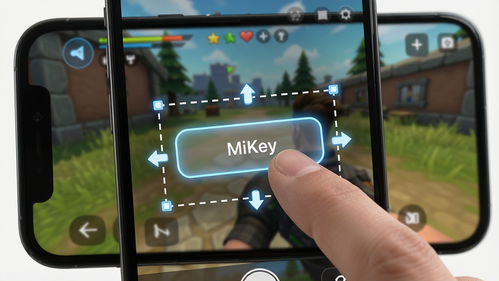һ��չʾ MiKey ���ӻ��༭�����ͼƬ���������ֻ���Ļ����һ����͸�������ⰴ�����ڱ���ָ�϶���������Χ�����߿�͵����ֱ�����������Ϸ���棬����Ϊ��һ�˳��ӽǣ��Ű�ֱ�ۣ����ΪдʵUI���ϸ���ϰ������и�����ߣ����ʸ��壬�ɾ����޶���Ԫ��