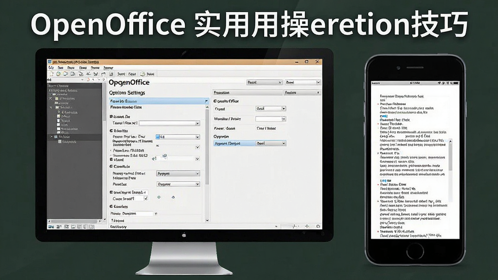 һ��չʾOpenOfficeʵ�ò������ɵ�ͼƬ�����������ǵ�����Ļ��ʾOpenOfficeѡ�����ý��棬�Ա����ƶ����ֻ���ʾ�ĵ��鿴���棬����Ϊ���ҶԱȣ��Ű����������Ϊ�����̳̽�ͼ���ϸ�ڰ�������ѡ�����ֺ��ֻ���Ļ���ݣ����ʸ��壬�ɾ����޶���Ԫ�ء�