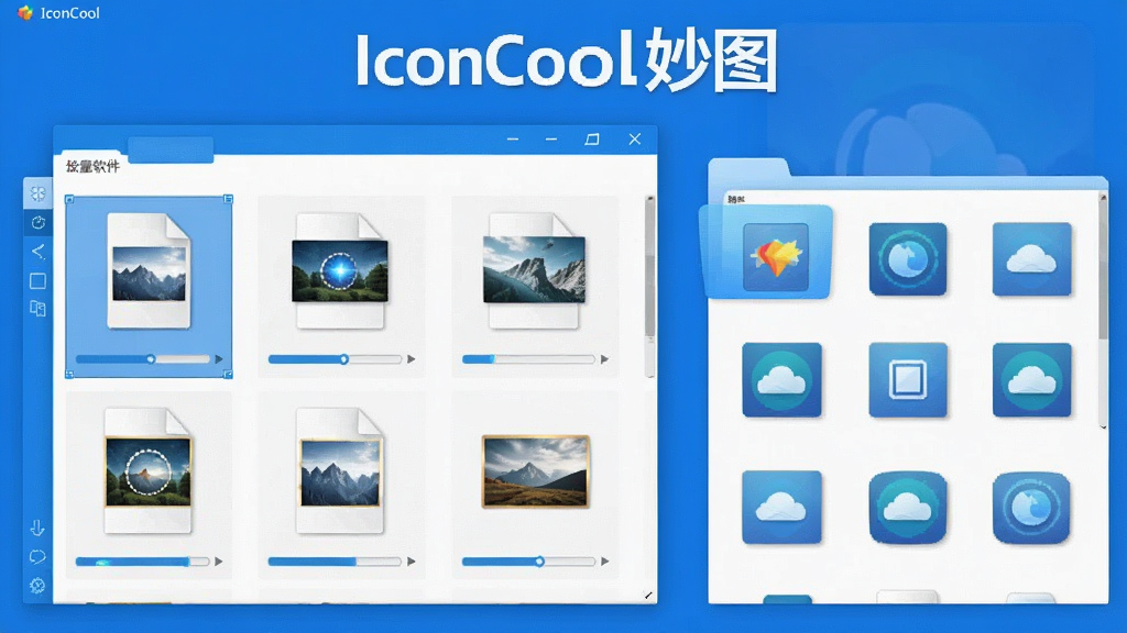 һ��IconCool��ͼ���������������ܵ�ʾ��ͼ������չʾ���������ж��ͼƬ�ļ����ڱ�ͬʱ��������������ʾ����״̬���Ҳ�չʾ����ļ������������е�ͼ���ļ������������Ч��������ɫ������ɾ��޶���Ԫ�أ����廭�ʣ�ͼƬ�����ֱ�עΪ