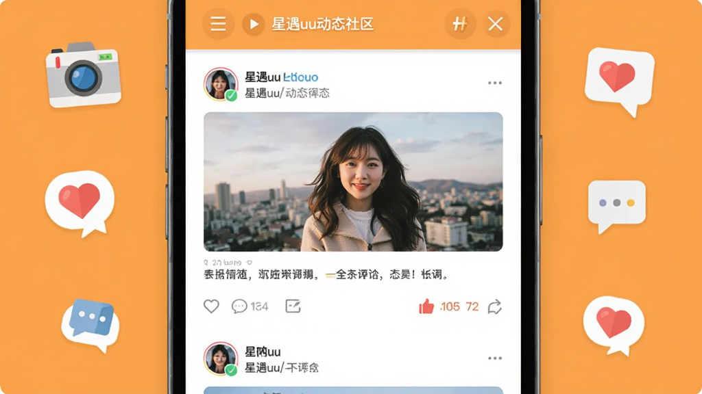 ����uu��̬��������չʾͼ���ֻ���Ļ��ʾͼ�Ķ�̬���������û���������Ƭ�����������͵������۰�ť������Ϊů��ɫ����Χ����������ġ��Ի����ݵ�Сͼ��װ�Ρ����Ϊ���±�ƽ��ƣ�ϸ�����������ʸɾ����޶���Ԫ�ء�