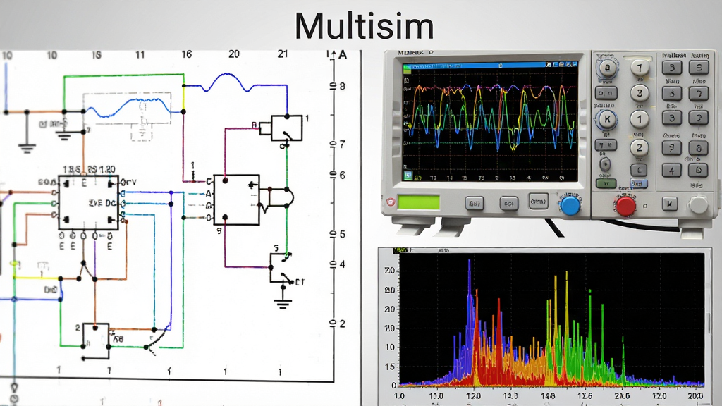һ��չʾMultisim�������������������ܵĺϳ�ͼƬ����������ǵ�·ԭ��ͼ�ֲ���д���Ҳ���ʾ������Ļ��ʾ������ɫ�������ߣ��·�ΪƵ�׷����ǵ���״ͼ��������岼��Ϊ���ҷ����Ա�չʾ�����Ϊ����˵��ͼ��ϸ�ڰ�����������ƽ���������������ע������������尴ť�ʸ���ʵ������Ϊ������Ⱦ���𣬱���Ϊǳ��ɫ���䣬����ɾ��޶���Ԫ�أ�ͼƬ�пɱ�ע���֡�Multisim��
