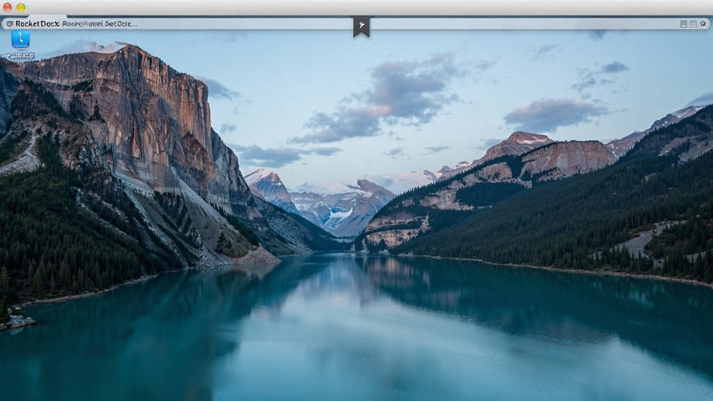 һ�ŵ�������ֲ���ͼ��չʾ RocketDock ͣ����������Ϊ�Զ����غ��״̬����Ļ��Ե����ʾһ��ϸ�߻�С��ǩ�����汳��Ϊ���ķ羰��ֽ�����������Ȼ��ϸ���������߻��ʣ��޶���Ԫ��