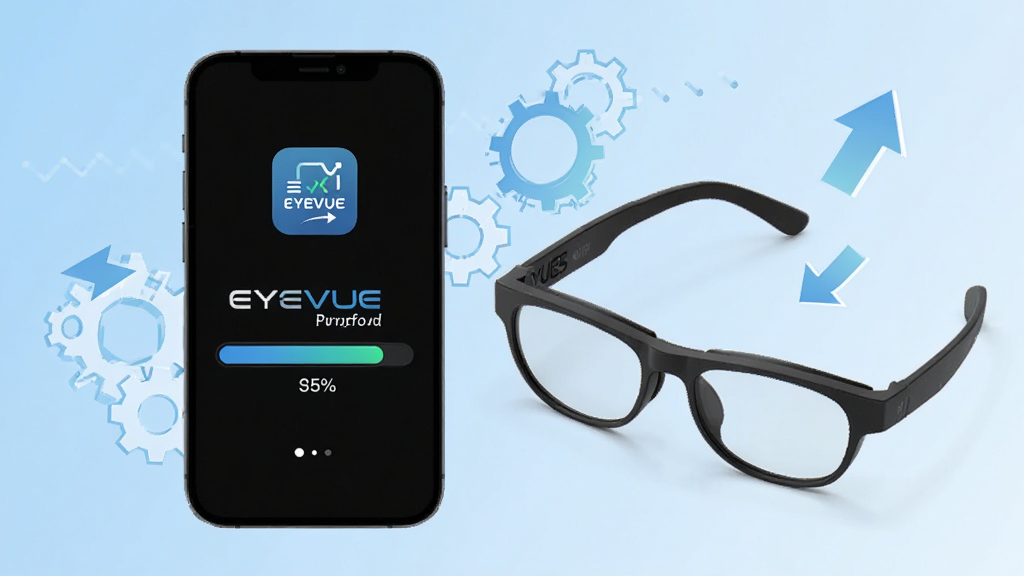 �ֻ���Ļ��ʾEYEVUE�̼������������������۾������Աߣ���Χ�г��ֺ͸��¼�ͷͼ�꣬����Ϊǳ��ɫ���䣬���Ϊ�Ƽ���Լ�磬ϸ�ڰ������ȰٷֱȺ͡�EYEVUE��Ӧ��ͼ�꣬�����������ɾ����޶���Ԫ��