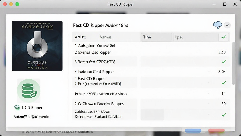 Fast CD Ripper ������Ŀʶ����չʾ������Ϊ�����������Զ�����ר����Ϣ��壬���ְ���ר�����桢��Ŀ�б�����������Ϣ���Ű���ÿ�Ƭʽ��ƣ����Ϊ���¼��磬ϸ�ڰ����������ݿ�����ͼ�ꡢ�Զ�ƥ��Թ���Ԫ�����ֶΣ����ʸ��壬�ɾ����޶���Ԫ��