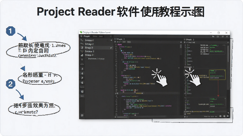 Project Reader����ʹ�ý̳�ʾ��ͼ������Ϊ�������������ͼ������Ϊ�ֲ���չʾ���Ű�Ϊ���ҽṹ�����Ϊ��ѧͼʾ���ϸ�ڰ��������λ�ñ�ע�����������ź�����˵�������ʸ��壬�ɾ����޶���Ԫ��