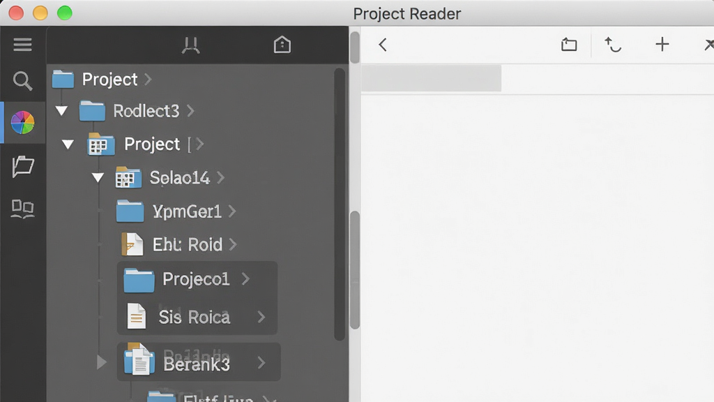 Project Reader���������չʾ��״��Ŀ�ṹ������Ϊ������ർ����������Ϊ��ֱ�����б����Ű����������Ϊ��Լ������ϸ�ڰ����ļ���ͼ�ꡢչ����ͷ���ļ����ƣ����ʸ��壬�ɾ����޶���Ԫ��
