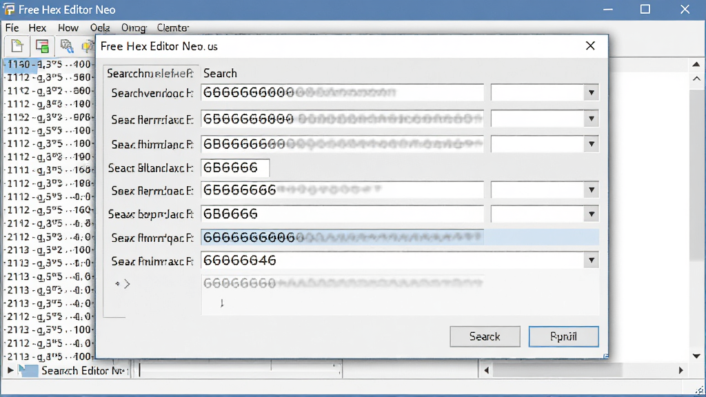 һ��չʾFree Hex Editor Neo�����滻�Ի����ͼƬ�������жԻ�������д��ʮ��������������������Ϊ�������ݽ��棬���רҵ����ϸ������������������������������ɾ����޶���Ԫ��