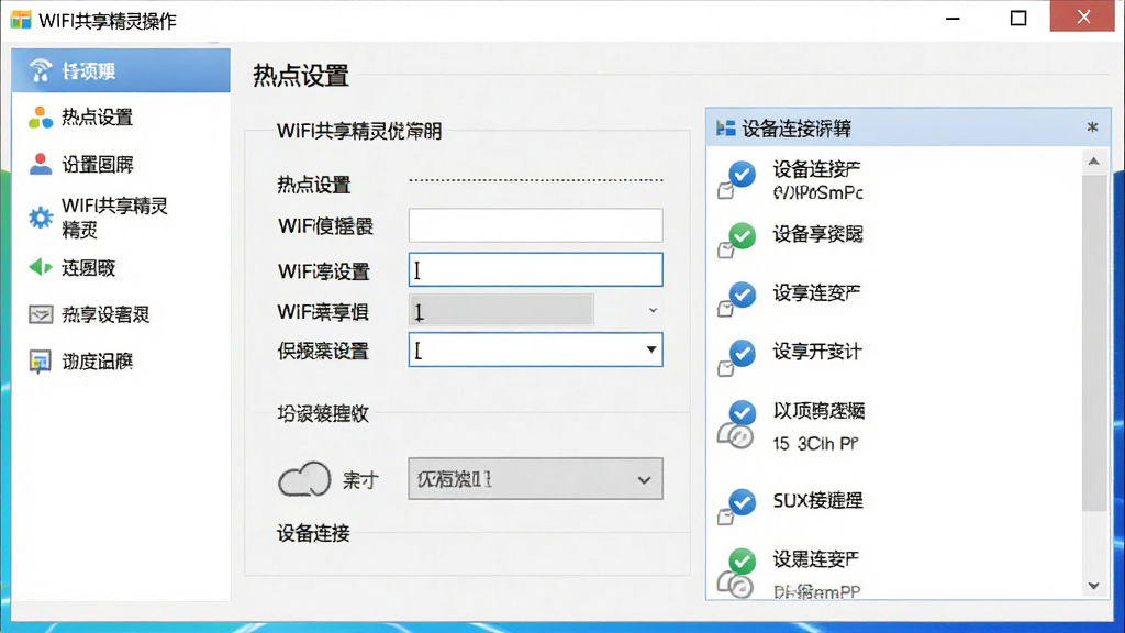 WIFI����������������ͼ������Ϊ����������ʾ�ȵ����������豸�����б�������Ϊ��ർ���Ҳ����������Ű����������ΪWindowsԭ��Ӧ�÷��ϸ�ڰ��������������ı�ǩ������򣬻����������ɾ����޶���Ԫ��