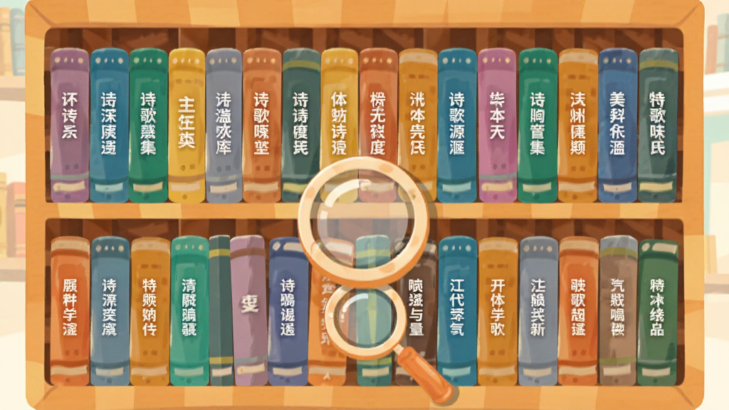 ʫ�豾�㼯����ʫ����Դ����棬����չʾһ������������ܣ�����������Ų�ͬ��ɫ��ʫ�輯��ÿ���鼹�ϱ�ע�ŷ������ƣ����ǰ����һ�������Ŵ�ͼ�꣬���Ϊ��ƽ���廭��ɫ����ů������ϸ�ڷḻ�������������ɾ�����